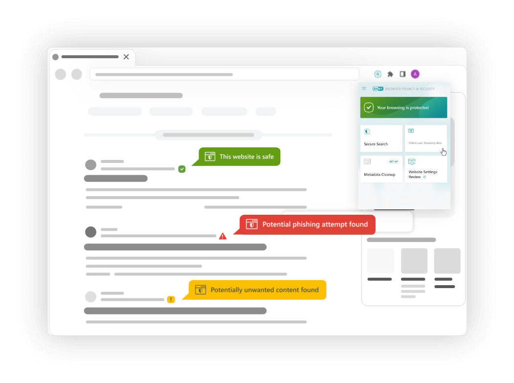 Protección de navegación de ESET HOME Security.