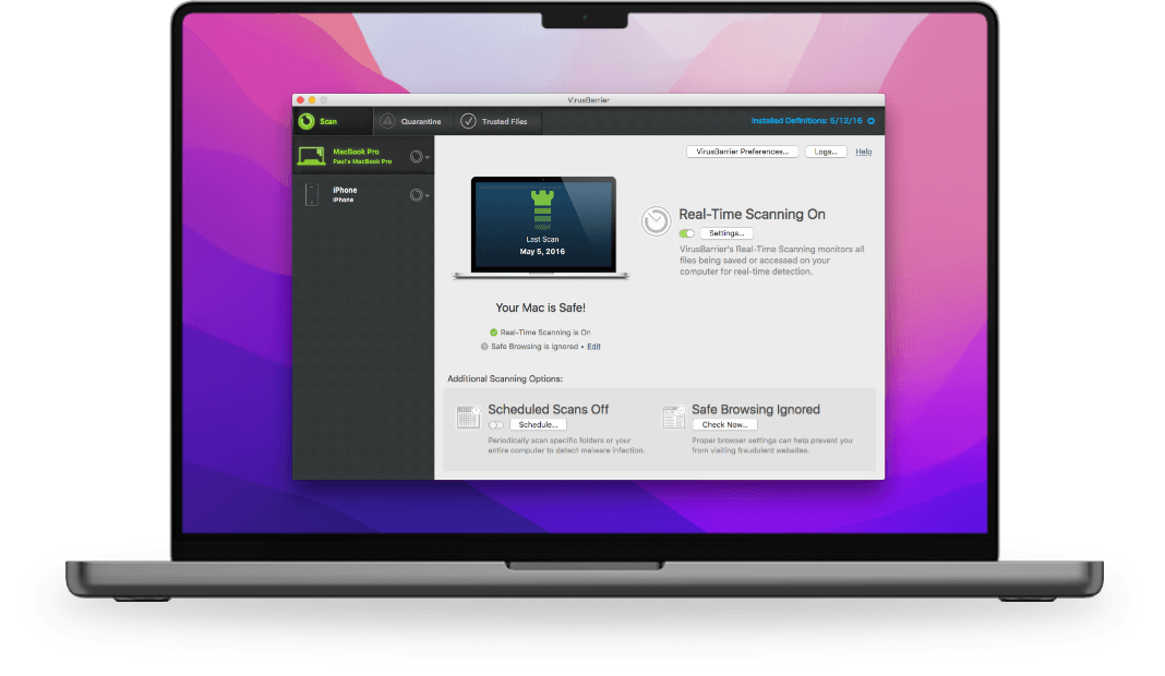 Intego VirusBarrier screen.