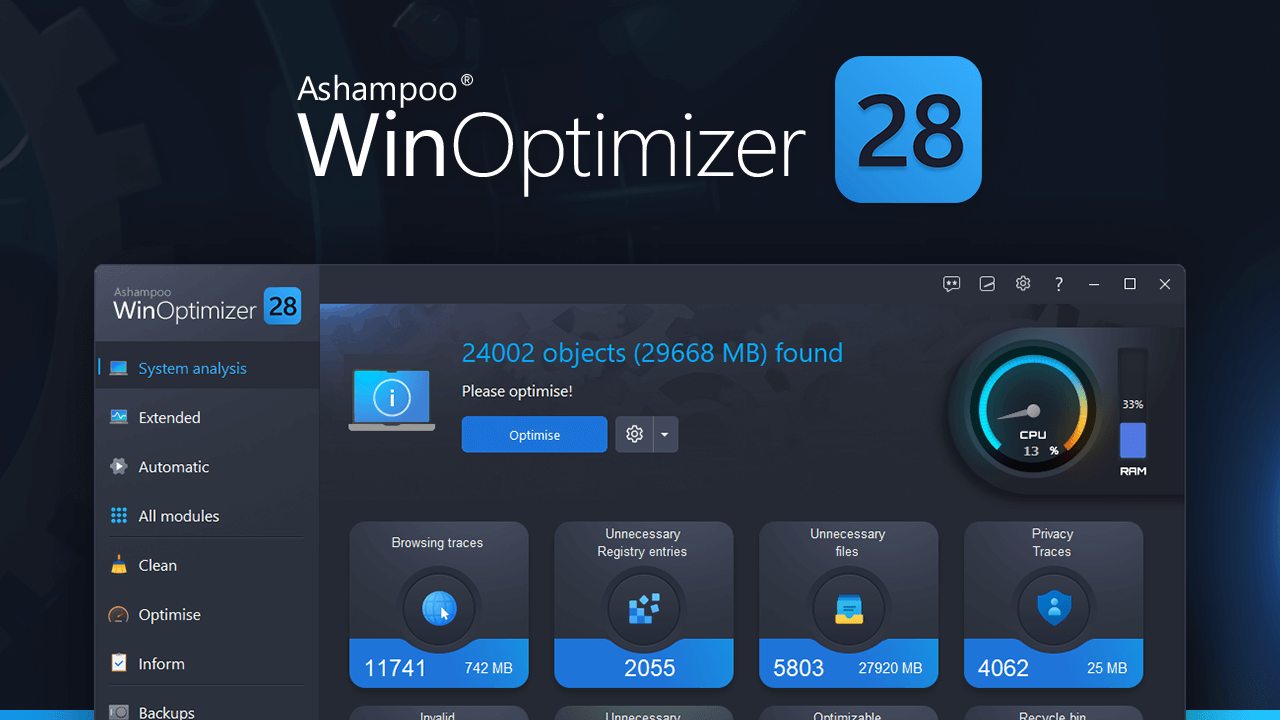 Official image of Ashampoo WinOptimizer 28.