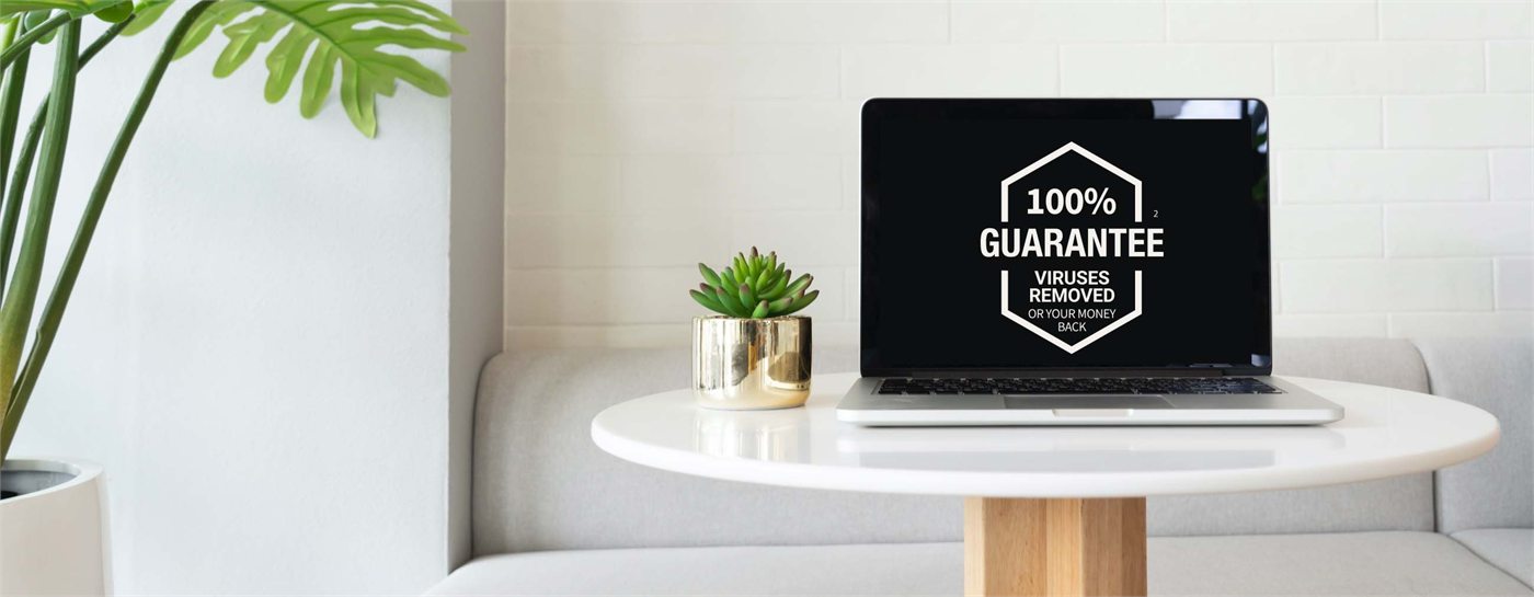 Official Norton guarantee and laptop image.